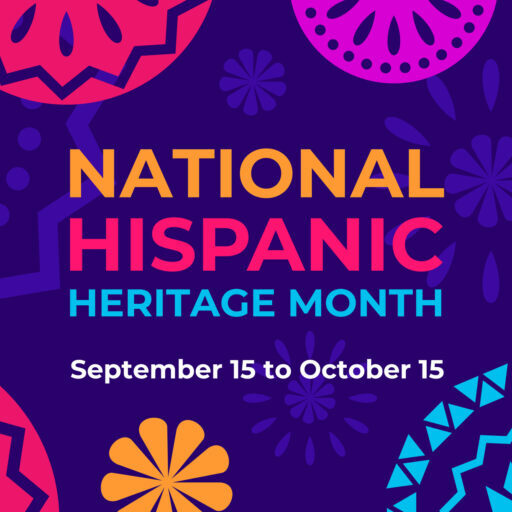 Hispanic heritage month. Vector web banner, poster, card for social media and networks. Greeting with national Hispanic heritage month text, Papel Picado pattern, perforated paper on purple background